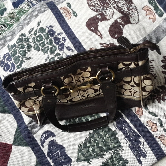 COACH Signature Lining  Leather/Canvas Handbag - Picture 10 of 12